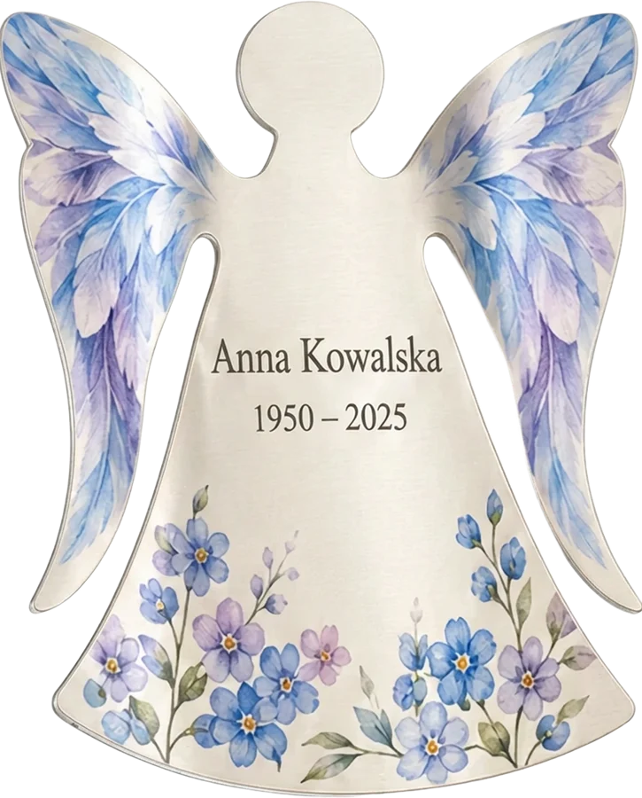 Wygięta tabliczka Anioł – wizualizacja